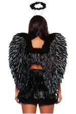 Black Feather Wings Adult Costume Accessory