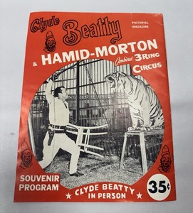 Clyde Beatty 3 Ring Circus Program & Stub Signed By E.Kelly & Hugo Zacchini