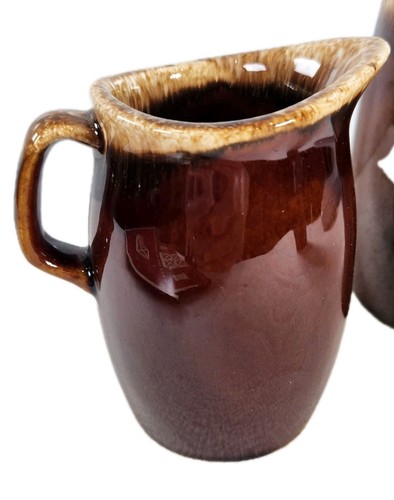 Vintage Hull Brown Drip Pottery Syrup Creamer Pitcher 4.5" RUSTIC FARMHOUSE HOME - Picture 2 of 7
