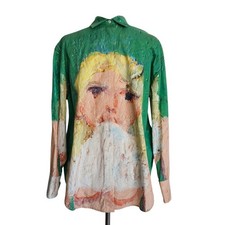 MSGM Painted Girl Green Multicolor Men Shirt
