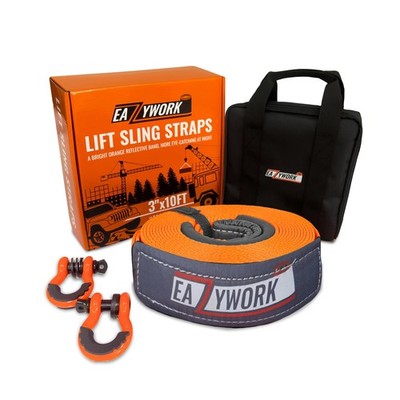 3 x10Ft Super Sturdy Lift Sling Straps 25000 Lbs Breaking Load Capacity He