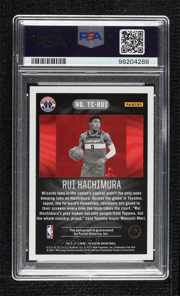 2020-21 Panini Illusions Emerald /25 Rui Hachimura #TC-RUI PSA 10 GEM MT Auto - Image 2 of 2