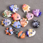 5pcs Fish Shape 20x17mm Handmade Painting Ceramic Porcelain Loose Beads DIY Lot