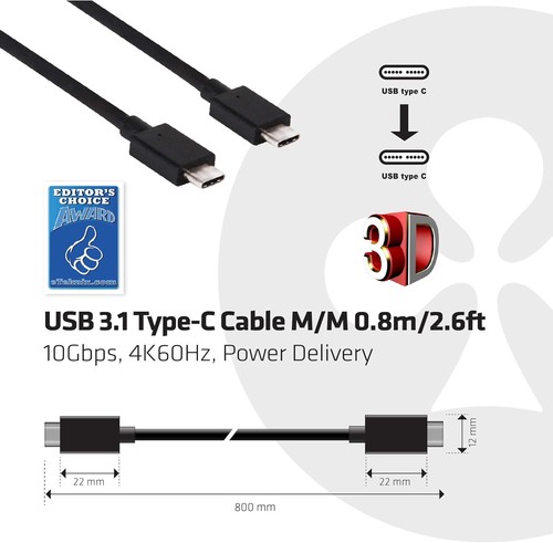 Club 3D USB 3.1 Typ C an Typ C, 1m - schwarz - 第 4/4 張圖片