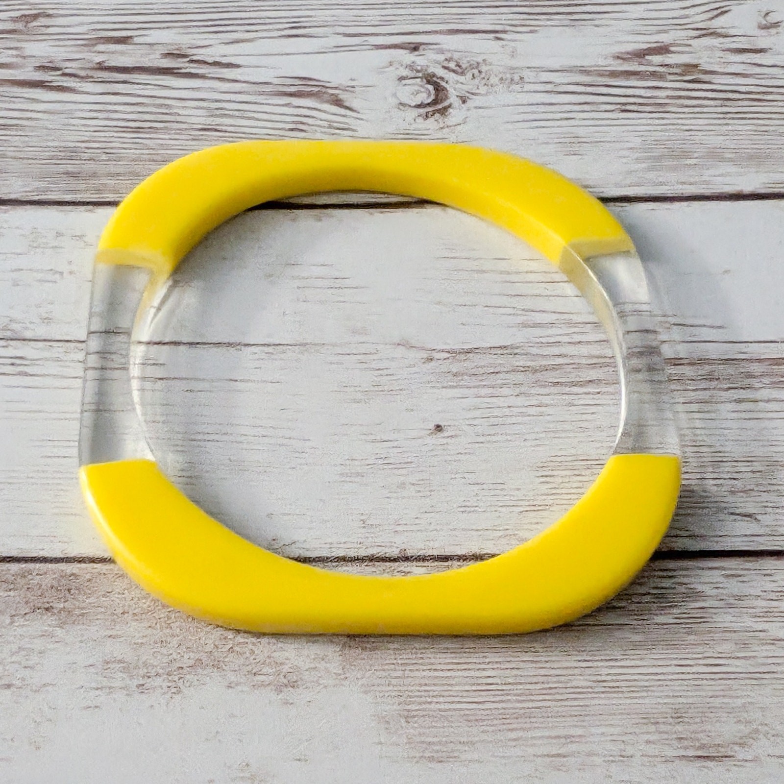 Vintage Bracelet Rounded Square Shape Yellow & Cl… - image 5
