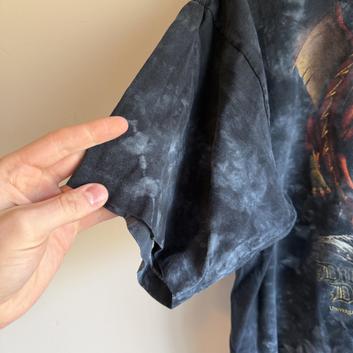 Universal Studios Dueling Dragons Shirt Mens XL Black Tie Dye Fantasy Y2k Tee View 3