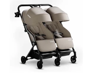 Mompush Lithe X2 Double Stroller Side By Side Lightweight 30” One Fold - Khaki