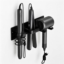 Hair Dryer Holder Wall Mount, 3 in 1 Hair Tool Organizer for Bathroom with Cu...