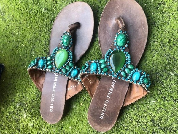 Women Bruno Magli Sandals Brown Leather 38