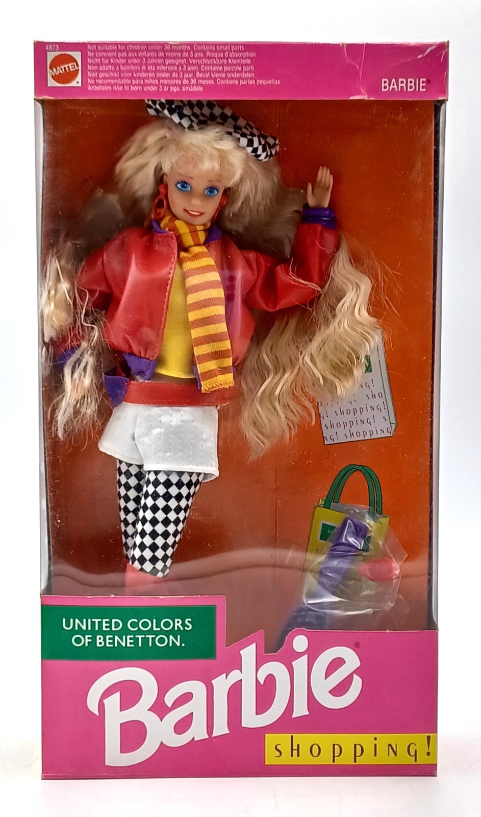 1991 United Colors of Benetton Shopping Barbie Puppe / Mattel 4873, NrfB