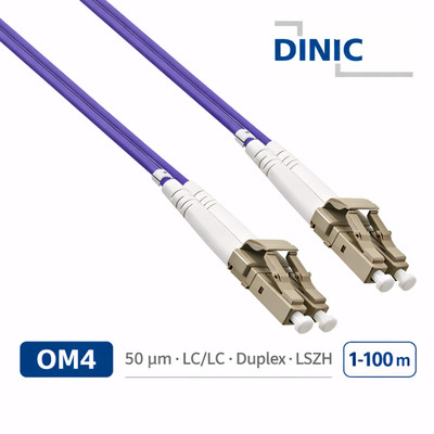 LWL Kabel OM4, 50µ, LC / LC Stecker Multimode, erikaviolett, duplex, LSZH