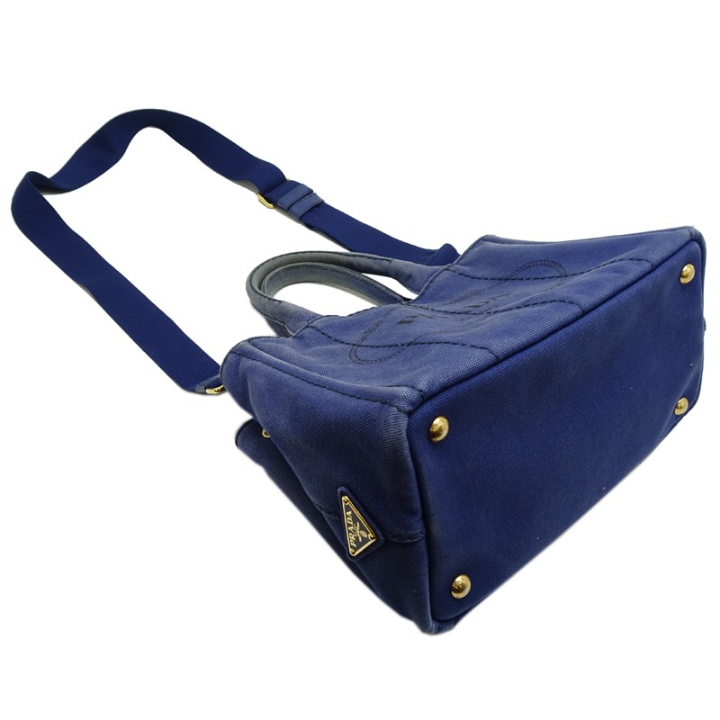 PRADA Canapa PM 1BG439 Tote Bag Canvas Blue Ladies DH91419 from japan thumbnail 3