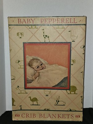 Pepperell Vintage Crib Baby Blanket Still In Box White Silk Trimmed