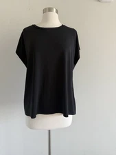EILEEN FISHER STRETCHY CREW NECK SHORT SLEEVE JERSEY BOXY TOP SZ L/G