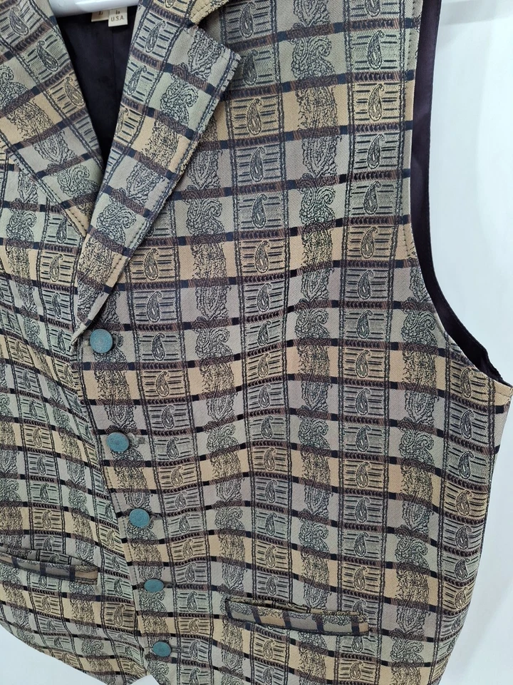 Винтажный Wah Maker жилет мужской большой границы сделано в США Western ковбой - Изображение 3 из 4