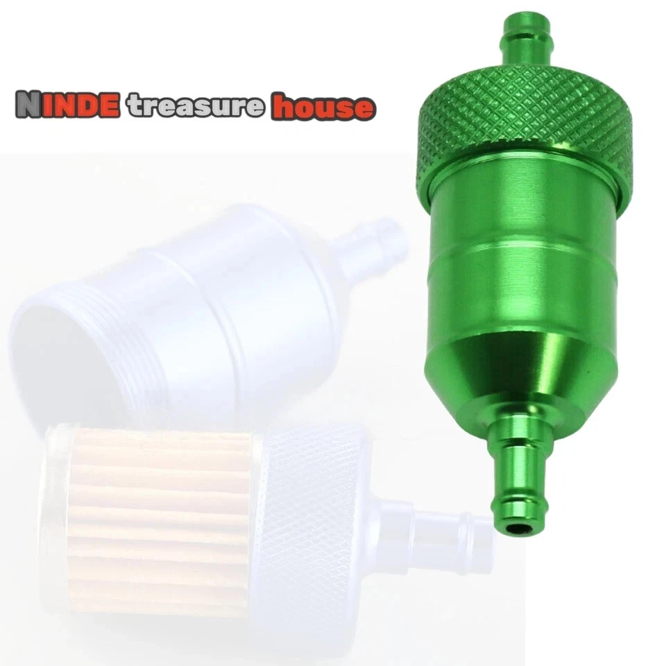 Green FUEL FILTER  1/4"  ANODIZED ALUMINUM FUEL FILTER - Image 2 of 4