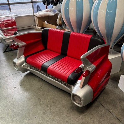 Red And Black Classic Chevy Car Sofa Life Size Resin Statue Retro Prop Decor