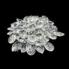 Faceted Clear Glass Teardrop 2.25" Chandelier Crystals Prism Lot of 58 Repurpose