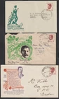 3 Australia 1949 FDC First Day Cover 21/2d Henry Lawson Types Variety