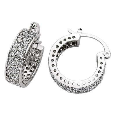 Silber Jewelco London CZ Huggie Hoop Ohrringe 19 mm