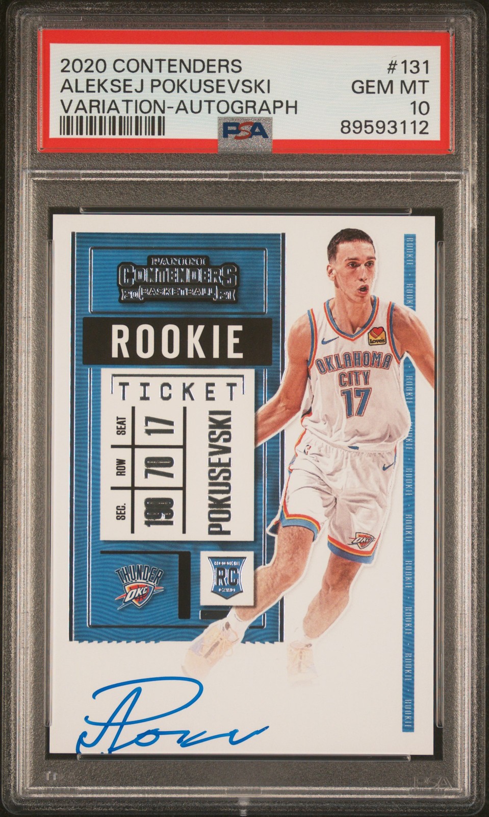 2020 Panini Contenders Aleksej Pokusevski Rookie Variation Auto PSA 10 (Pop 8)