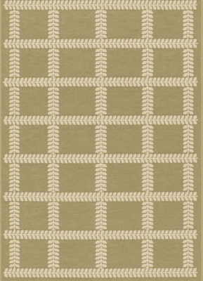 Handgetufteter Wollteppich: Beige & Elfenbein Kariert Moderner Teppich
