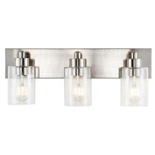 JONATHAN Y Irving 22" 3-Light Nickel Seeded Glass/Iron Modern LED Vanity Light