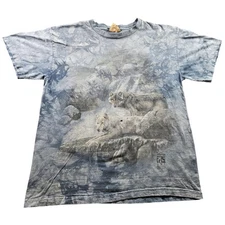 VINTAGE The Mountain Shirt Mens Large Tie Dye Graphic Wolves NWF Editions 90s