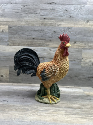 Colorful Resin Rooster - 14.5  Tall X 12  Length - Vintage decor