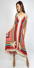 Farm Rio midi halter striped bird dress, size G (Large)