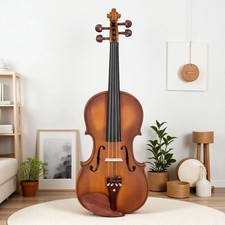 4/4 Solid Spruce Top Acoustic Beginner Violin Set - Tuner, Shoulder Rest  Matte