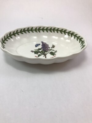 Portmeirion Botanic Garden 6'' Scalloped Oval Fluted Dish w/Lilac, New in Box.
