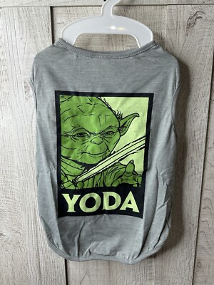 Fetch4Pets Star Wars Yoda Pet Tank Top T Shirt Size Large Dog Apparel Gray Green