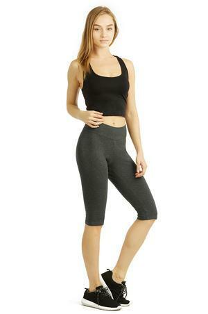 Mujeres Soft Stretch Cotton Spandex High Waist Knee High Yoga Fitness Biker Shorts - Imagen 22 de 39