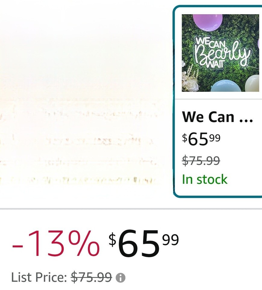 We Can Bearly Wait Neon Sign for Baby Shower Decorations, Baby Shower