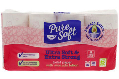 PREMIUM Toilettenpapier 4 LAGIG-WEISS  WC-Klopapier Pure Soft 9 Rollen 150 Blatt