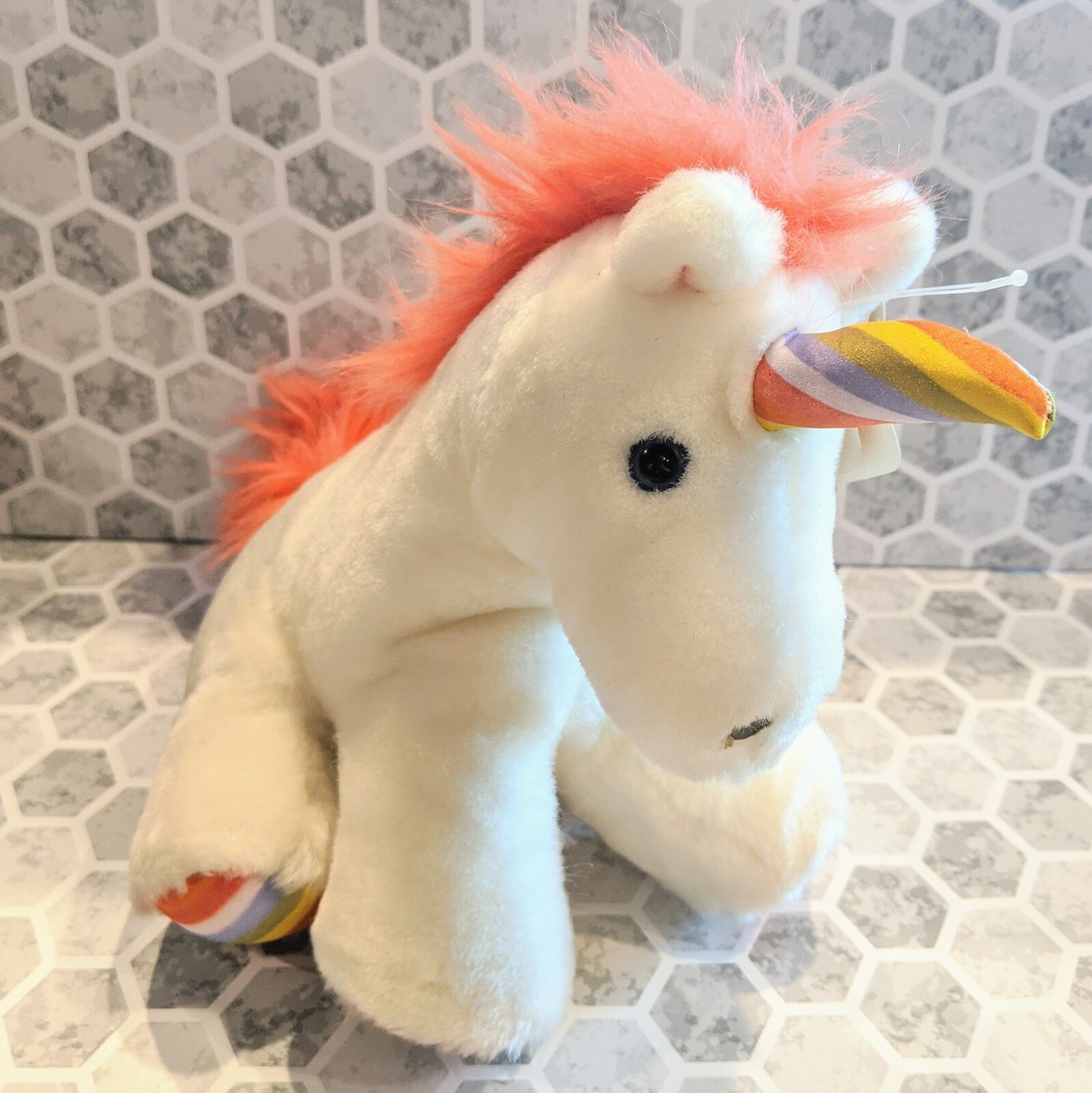 Dakinユニコーン ぬいぐるみ 小型 レトロ 白　1980 ヴィンテージ Vintage Dakin Unicorn 1979 VGUC White With Purple Hair Plush