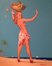 TIKI SUPER Sale TOP EM ALL pinup ELVGREN ISLAND HULA GIRL LARG CANVAS PIN-UP
