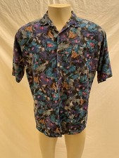 VTG Town Craft Men  s Size Large Abstract Print Short Sleeve Button Down Shirt