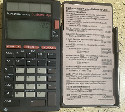 Vintage Texas Instruments Business Edge Calculator Solar Tested WORKS