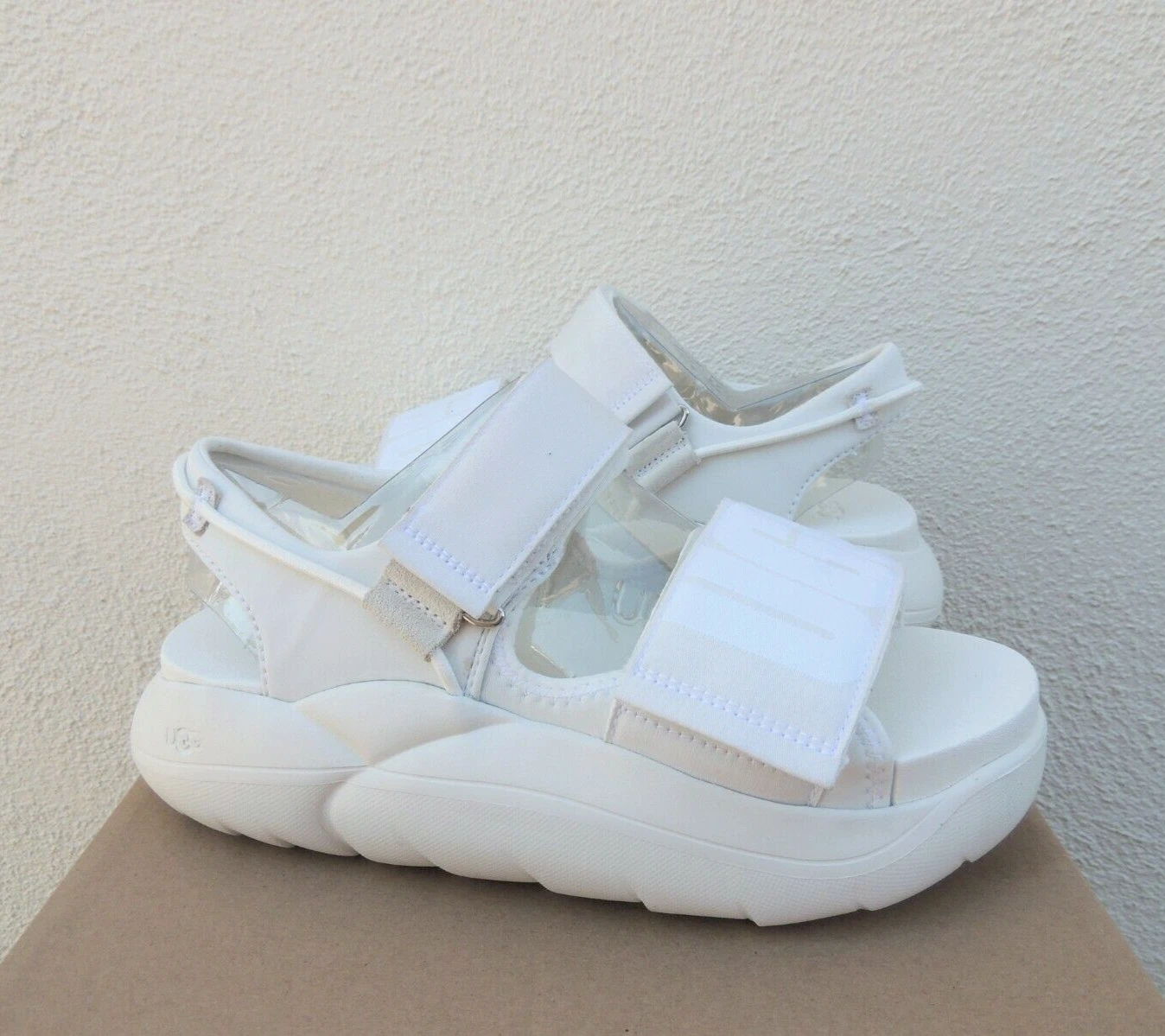SANDALI SNEAKER UGG BIANCHI LA CLOUD STRAP PLATFORM DONNA US 8 EUR 39 ~NUOVI