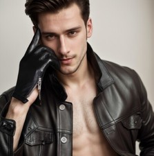 Leather Gloves for Men, Fashion Driving lambskin Gloves Zipper with Button Close