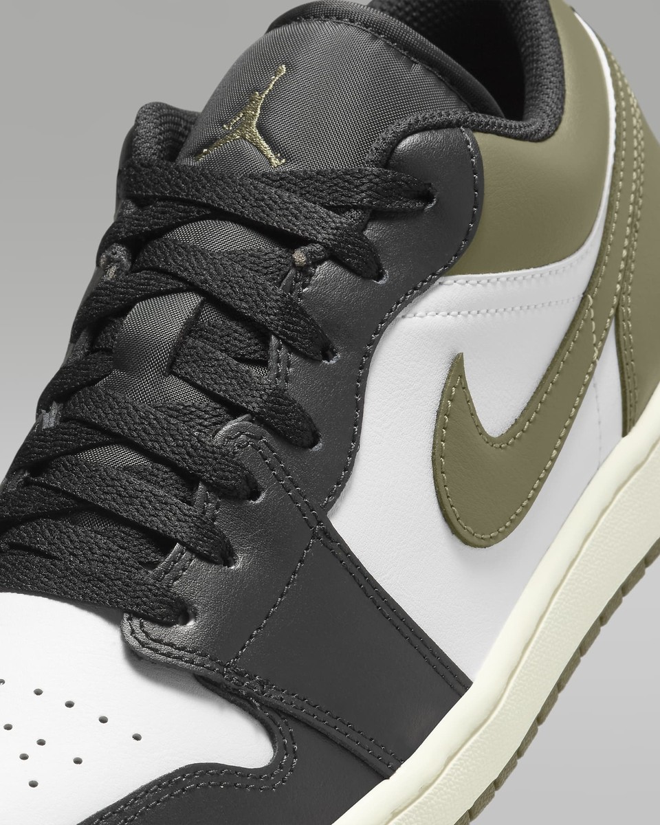 553558-092 Nike Air Jordan 1 Low Black Medium Olive White 553558-092 Nike Air Jordan 1 Low Black Medium Olive White