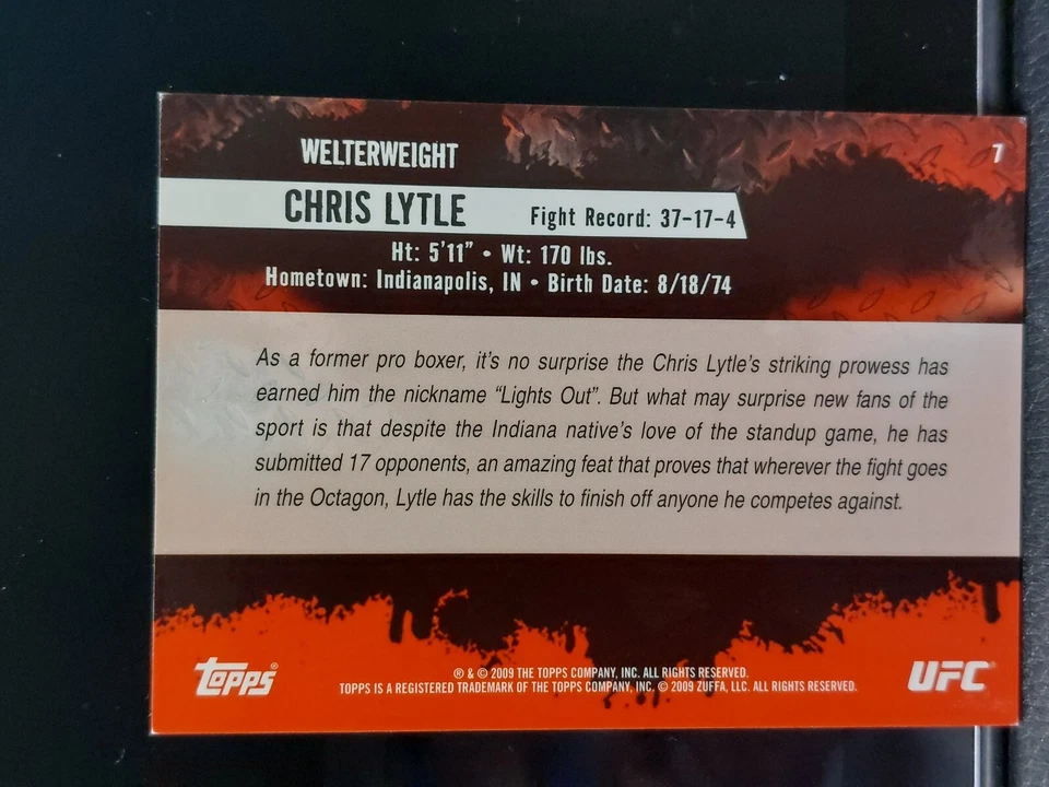 Chris Lytle #7 2009 Topps UFC Round 2 Thick Gold Parallel - Image 2 of 2