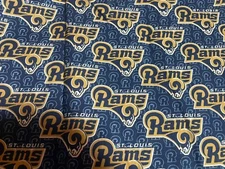 1 yard Retired Design NFL St. Louis Rams Multi Gold Blue Cotton Fabric
