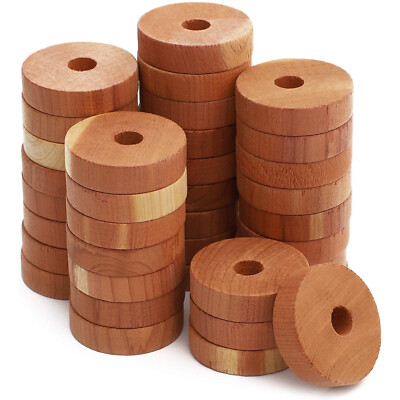 36x 100% Natural Red Cedar Wood Rings for Clothes Storage, 1.5 x 1.5 x 0.3 inch