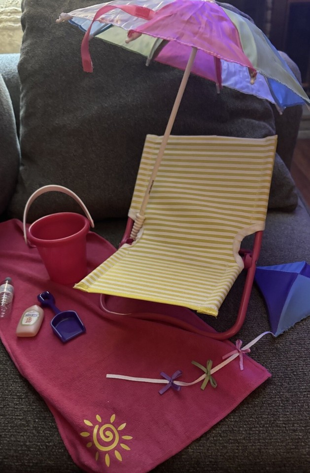 Summer Beach Lot For 18'' Doll American Girl Sophie’s Chair Towel Kite