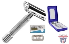 Men’s Traditional Classic Double Edge Chrome Shaving Safety Razor + 5 Blades