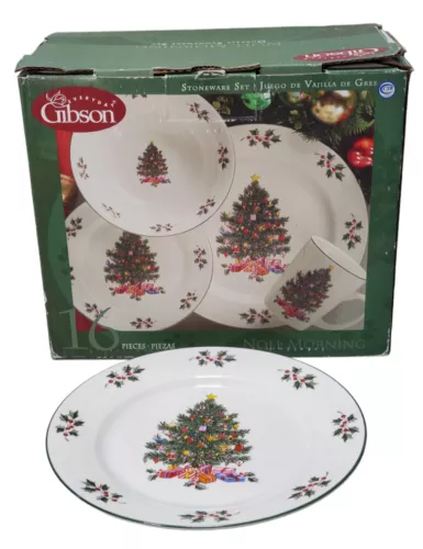 Gibson NOEL MORNING Christmas Stoneware 16-Piece Dinnerware Set