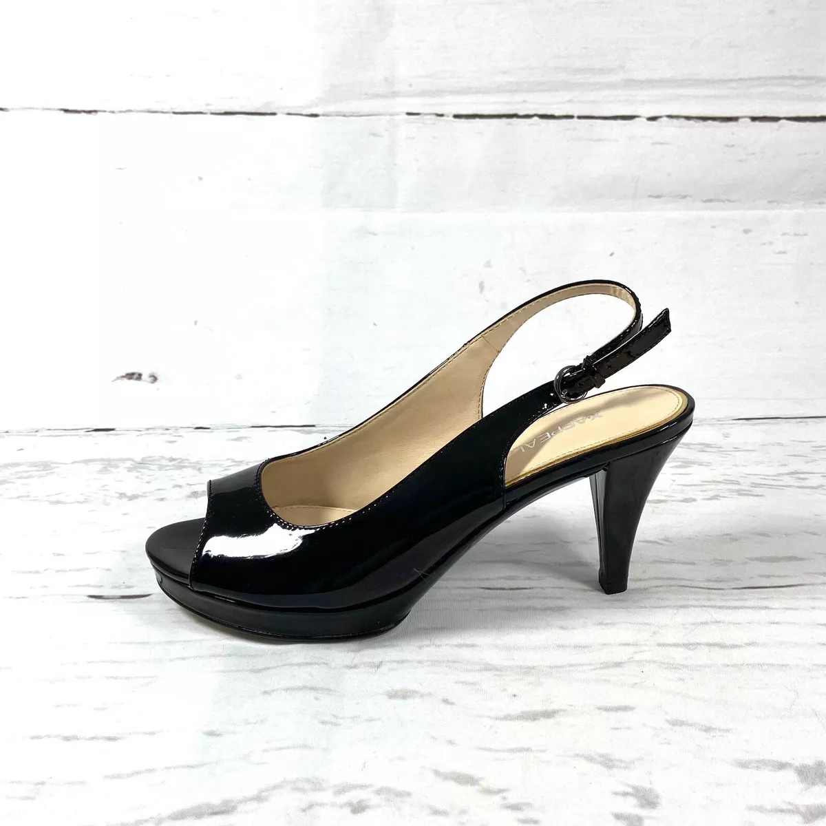 xappeal Shoes Women s 7 Black Pumps Slingback Platform Peep Toe